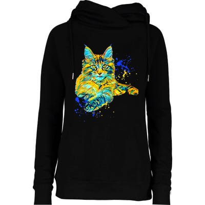 Colorful Maine Coon Big Cat Love Bigger Cats Cute Mom Womens Funnel Neck Pullover Hood