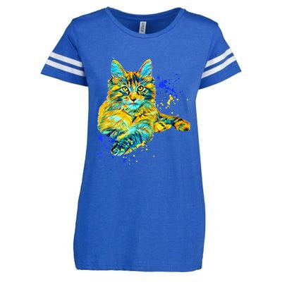 Colorful Maine Coon Big Cat Love Bigger Cats Cute Mom Enza Ladies Jersey Football T-Shirt