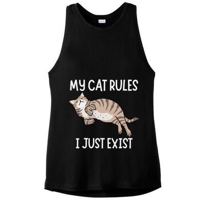 Cute My Cat Clothing My Cat Rules I Just Exist Ladies PosiCharge Tri-Blend Wicking Tank