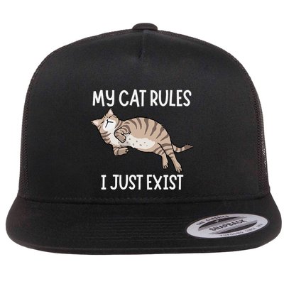 Cute My Cat Clothing My Cat Rules I Just Exist Flatbill Hat