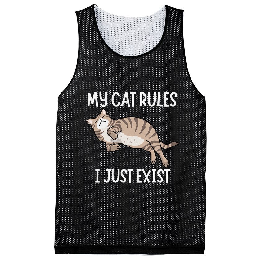 Cute My Cat Clothing My Cat Rules I Just Exist Mesh Reversible Basketball Jersey Tank