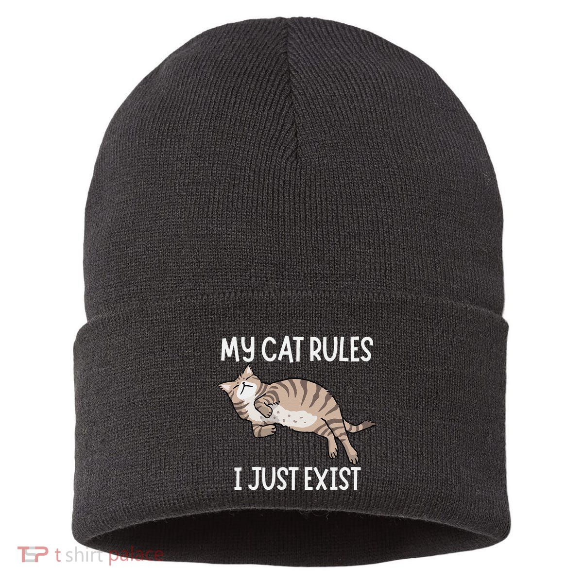 Cute My Cat Clothing My Cat Rules I Just Exist Sustainable Knit Beanie