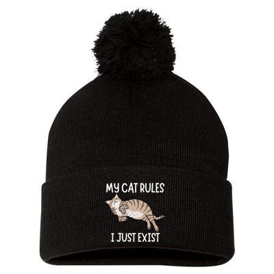 Cute My Cat Clothing My Cat Rules I Just Exist Pom Pom 12in Knit Beanie