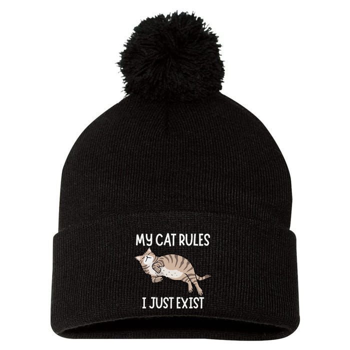 Cute My Cat Clothing My Cat Rules I Just Exist Pom Pom 12in Knit Beanie