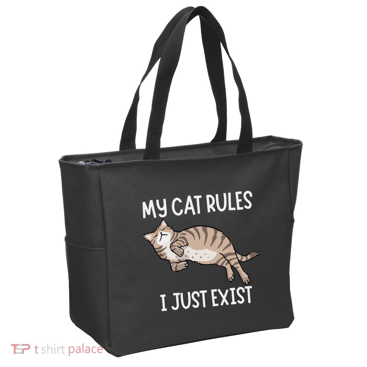 Cute My Cat Clothing My Cat Rules I Just Exist Zip Tote Bag