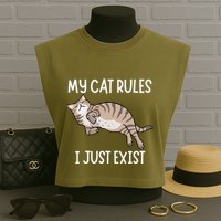 Cute My Cat Clothing My Cat Rules I Just Exist Garment-Dyed Women's Muscle Tee