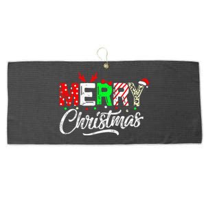 Cute Merry Christmas Matching Family Christmas Large Microfiber Waffle Golf Towel