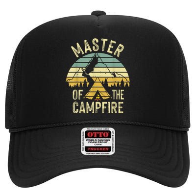 Cool Master Campfire Funny Camping Gift For Men Women High Crown Mesh Back Trucker Hat