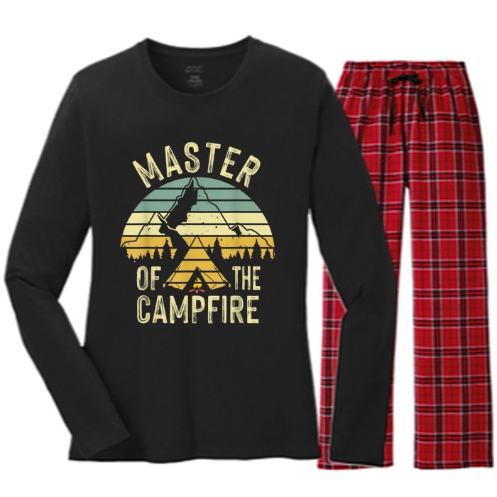 Cool Master Campfire Funny Camping Gift For Men Women Women's Long Sleeve Flannel Pajama Set 