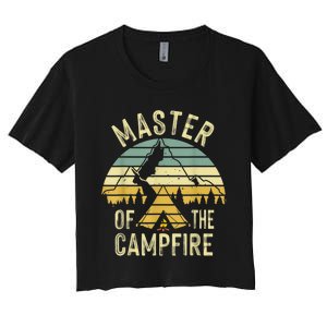 Cool Master Campfire Funny Camping Gift For Men Women Women's Crop Top Tee