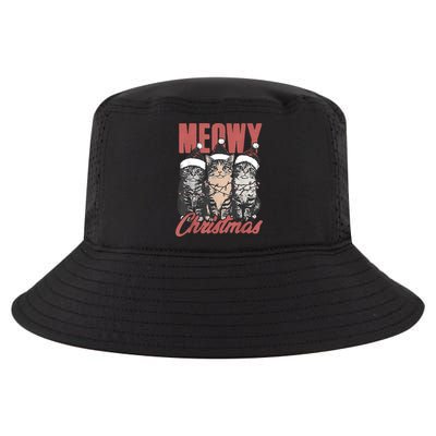 Cats Meowy Christmas Vintage Cat Ladies Cool Comfort Performance Bucket Hat