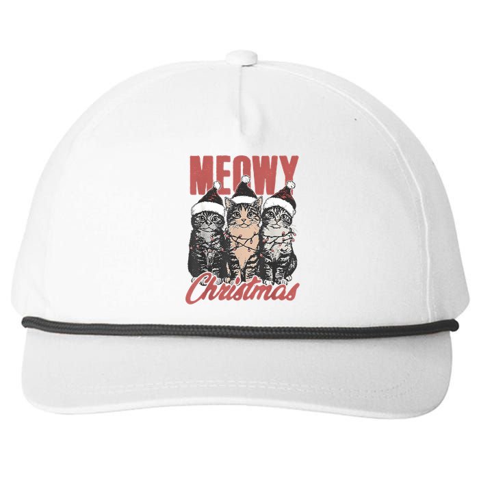 Cats Meowy Christmas Vintage Cat Ladies Snapback Five-Panel Rope Hat