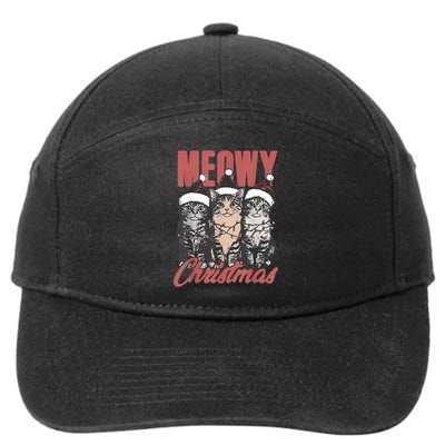 Cats Meowy Christmas Vintage Cat Ladies 7-Panel Snapback Hat