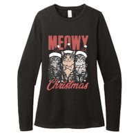 Cats Meowy Christmas Vintage Cat Ladies Womens CVC Long Sleeve Shirt