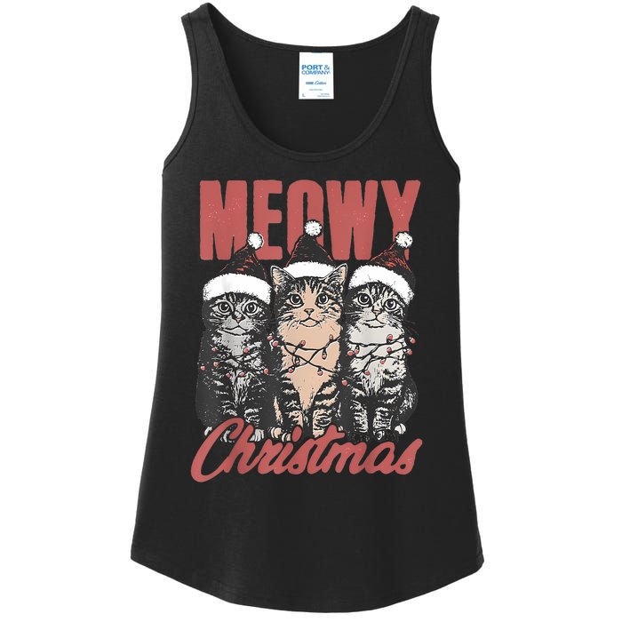 Cats Meowy Christmas Vintage Cat Ladies Ladies Essential Tank