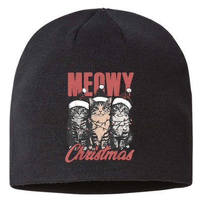 Cats Meowy Christmas Vintage Cat Ladies Sustainable Beanie