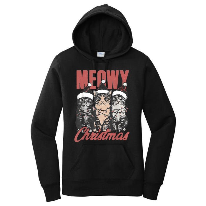 Cats Meowy Christmas Vintage Cat Ladies Women's Pullover Hoodie