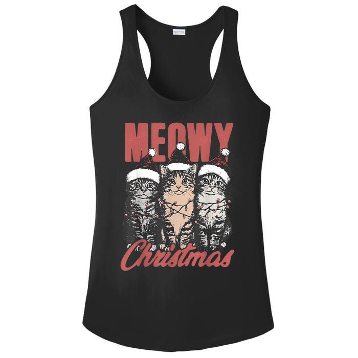 Cats Meowy Christmas Vintage Cat Ladies Ladies PosiCharge Competitor Racerback Tank