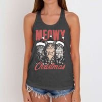 Cats Meowy Christmas Vintage Cat Ladies Women's Knotted Racerback Tank