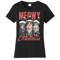 Cats Meowy Christmas Vintage Cat Ladies Women's T-Shirt