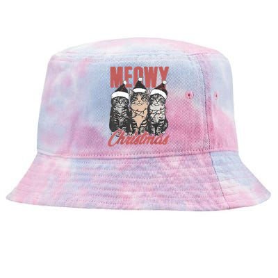 Cats Meowy Christmas Vintage Cat Ladies Tie-Dyed Bucket Hat