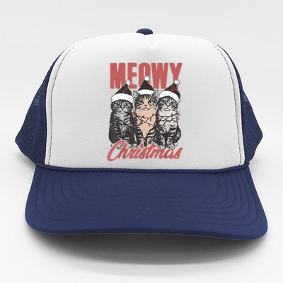 Cats Meowy Christmas Vintage Cat Ladies Trucker Hat