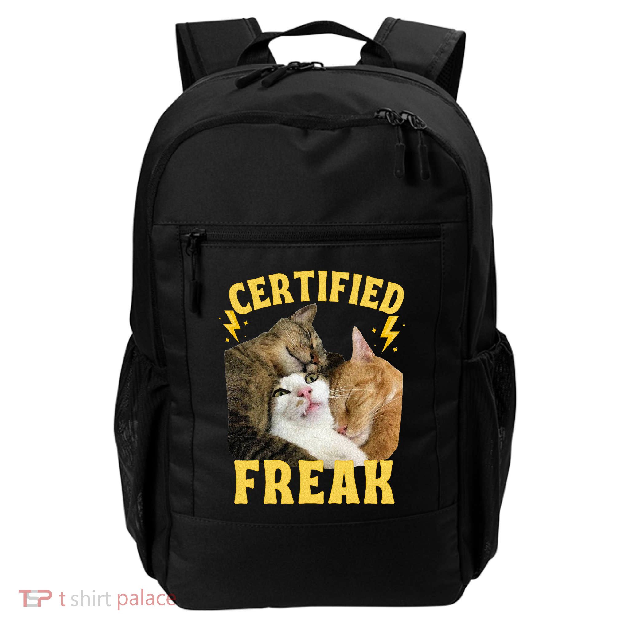 Cat Meme Certified Freak Eat Cement Cursed Cat Funny Daily Commute Backpack