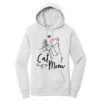 Cat Mom Cute Cat Illustration With Human Hand And Heart Women's Pullover Hoodie