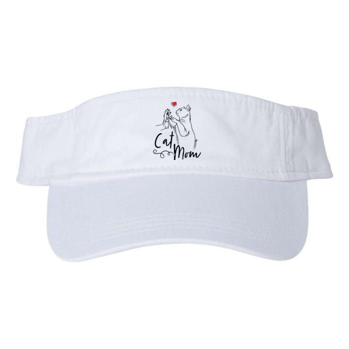 Cat Mom Cute Cat Illustration With Human Hand And Heart Valucap Bio-Washed Visor