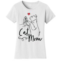 Cat Mom Cute Cat Illustration With Human Hand And Heart Women's T-Shirt