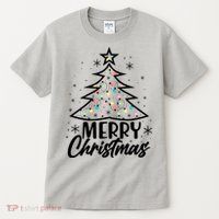 Cute Merry Christmas Tree Outline Tall T-Shirt