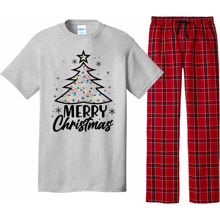 Cute Merry Christmas Tree Outline Pajama Set