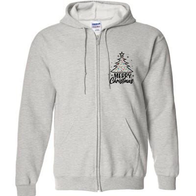 Cute Merry Christmas Tree Outline Full Zip Hoodie