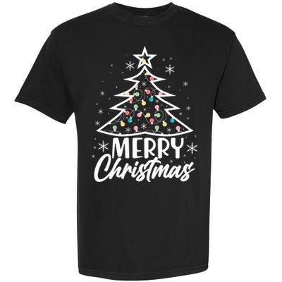 Cute Merry Christmas Tree Outline Garment-Dyed Heavyweight T-Shirt