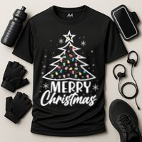 Cute Merry Christmas Tree Outline Cooling Performance Crew T-Shirt