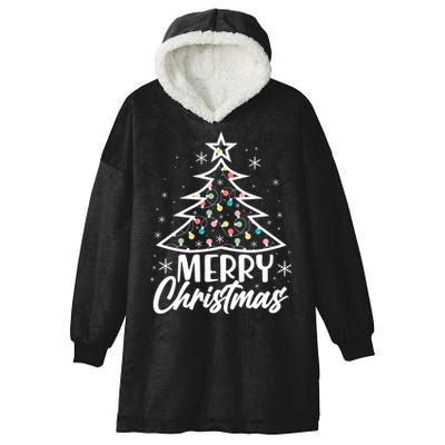 Cute Merry Christmas Tree Outline Hooded Wearable Blanket