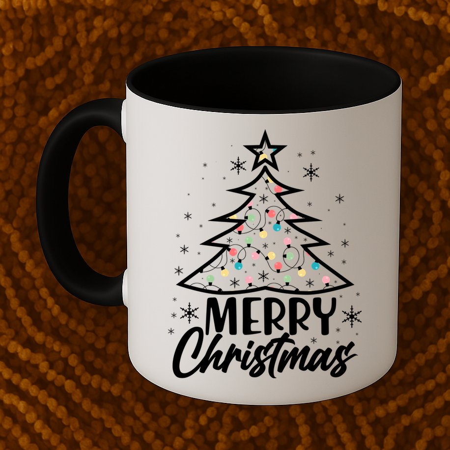 Cute Merry Christmas Tree Outline Mug