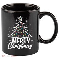 Cute Merry Christmas Tree Outline 11oz C Handle Ceramic Mug