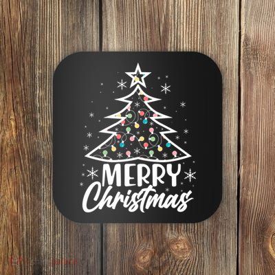 Cute Merry Christmas Tree Outline Coaster