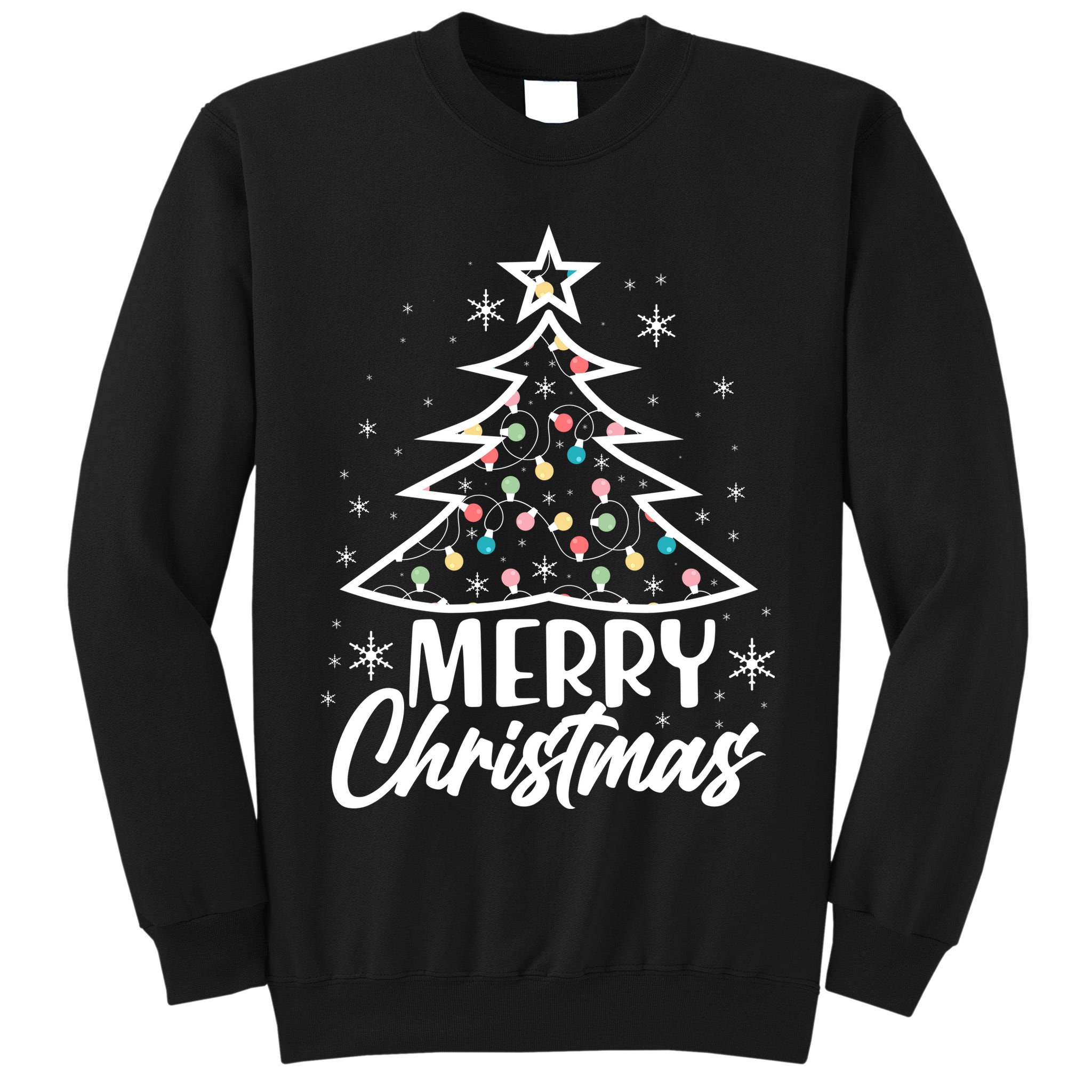 Cute Merry Christmas Tree Outline Tall Sweatshirt