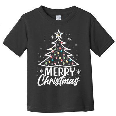 Cute Merry Christmas Tree Outline Toddler T-Shirt