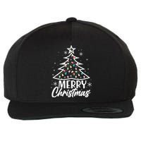 Cute Merry Christmas Tree Outline Wool Snapback Cap