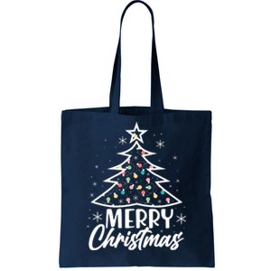 Cute Merry Christmas Tree Outline Tote Bag