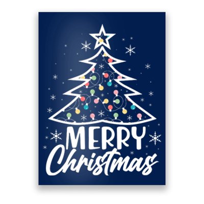 Cute Merry Christmas Tree Outline Poster