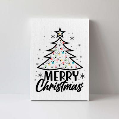 Cute Merry Christmas Tree Outline Canvas