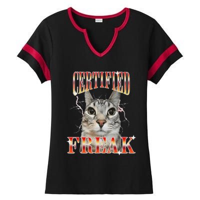 Cat Meme Certified Freak Eat Cement Cursed Cat Ladies Halftime Notch Neck Tee