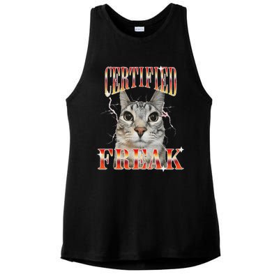 Cat Meme Certified Freak Eat Cement Cursed Cat Ladies PosiCharge Tri-Blend Wicking Tank