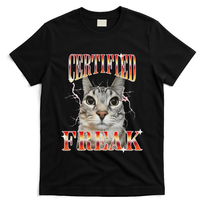 Cat Meme Certified Freak Eat Cement Cursed Cat T-Shirt