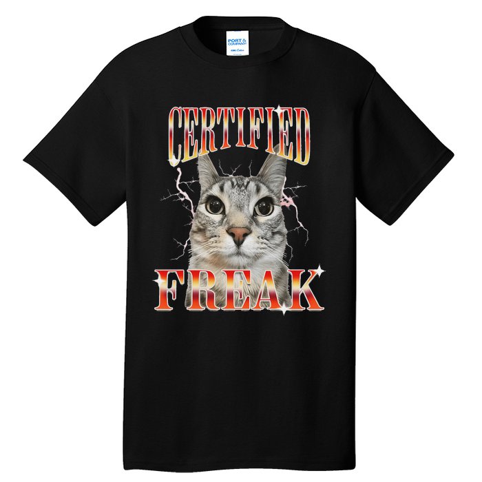 Cat Meme Certified Freak Eat Cement Cursed Cat Tall T-Shirt