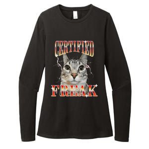 Cat Meme Certified Freak Eat Cement Cursed Cat Womens CVC Long Sleeve Shirt